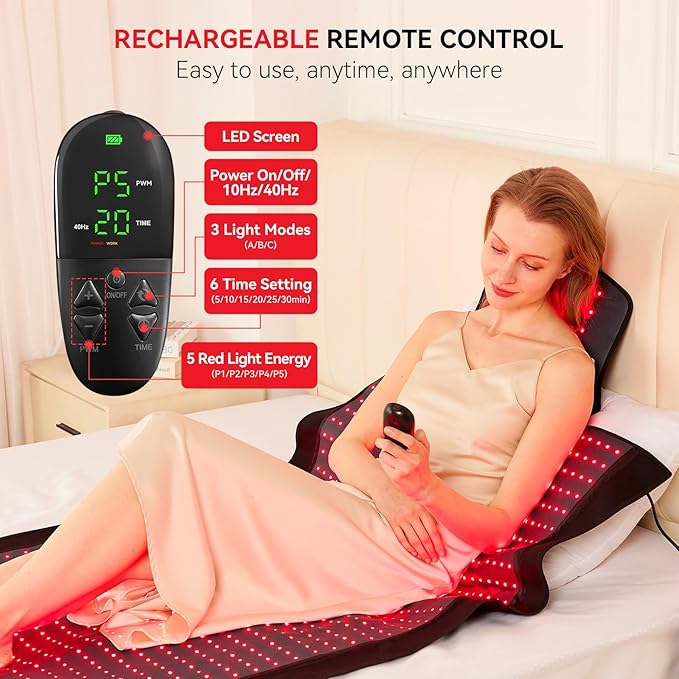 Largest 2570 LEDs Full Body Red Light Therapy Mat, Premium TPU Red Light Therapy for Body Pain Relief, 660nm 850nm Infrared Light Blanket with Adjust Timer & Intensity, Pro Therapy Mat at Home