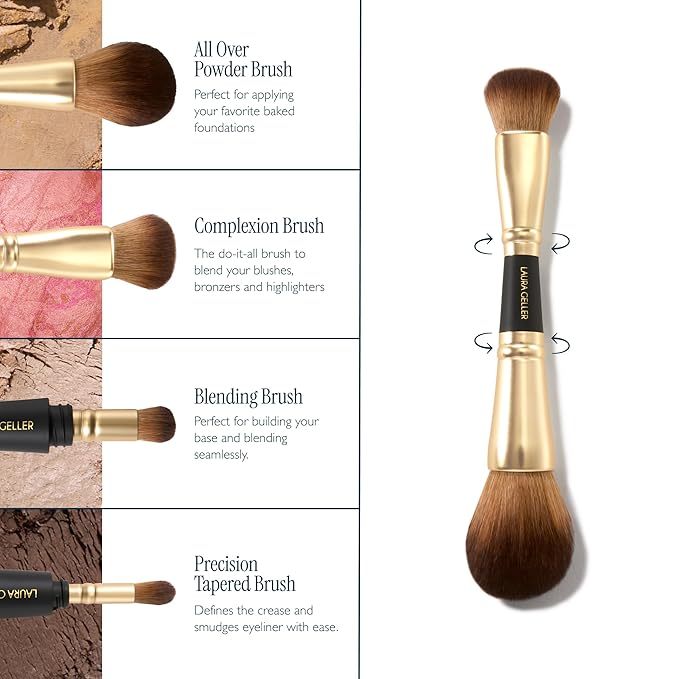 LAURA GELLER NEW YORK Cosmetic Professional Makeup Brushes - Cruelty-Free - 20 4-in-1 Travel Makeup Brushes