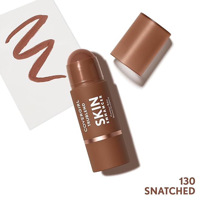 CoverGirl Trublend Skin Enhancer Contour Stick Balm, 130 Snatched, Vegan Formula, Easy to Use, Glides on Effortlessly, Non-Greasy, Doesn't Crease, 0.21oz