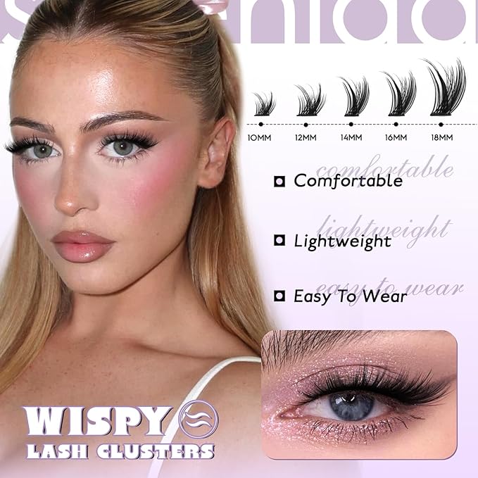 SOFENIDA Lash Clusters Kit Wispy Lash Clusters Cluster Eyelash Extensions 10-18mm Lash Extension Kit Eyelash Cluster Eyelash Extensions Waterproof DIY Individual Lashes Clusters with Soft Thin Band