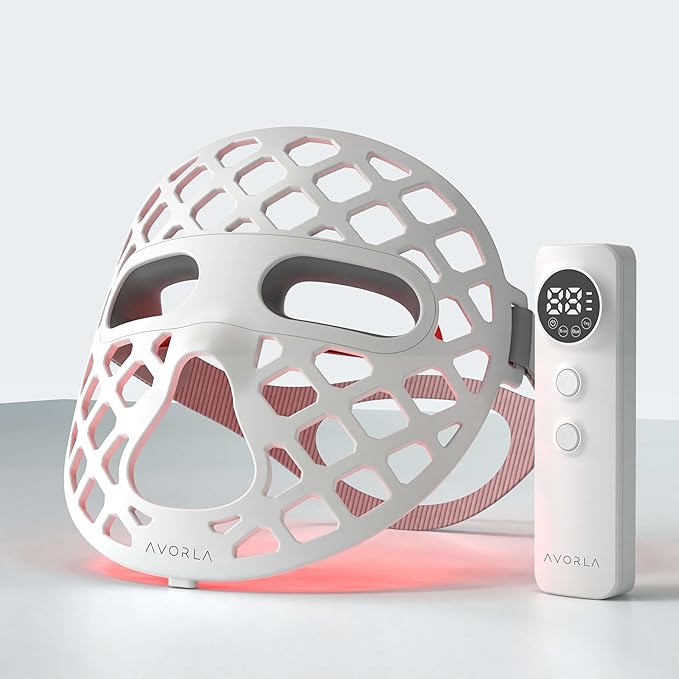 Beauty LED mask – Red Light & Infrared Light Therapy Face Mask for Wrinkles – Blue Light for Acne – Multi-wavelength for Skincare – Rechargeable for Home Use and Travel