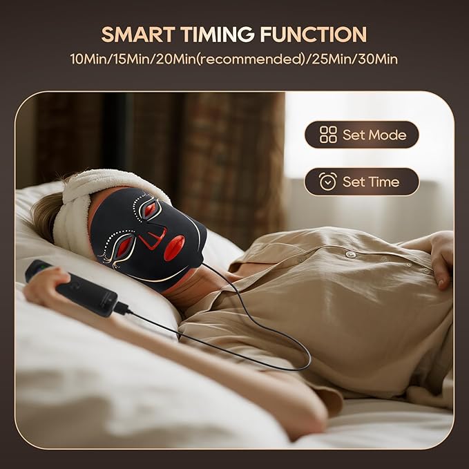 Morfone Red Light Therapy for Face, 4 Modes LED Face Mask Light Therapy with Timing Function, Near-Infrared 850NM Red Light Therapy for Home Use, Gift for Women Girls