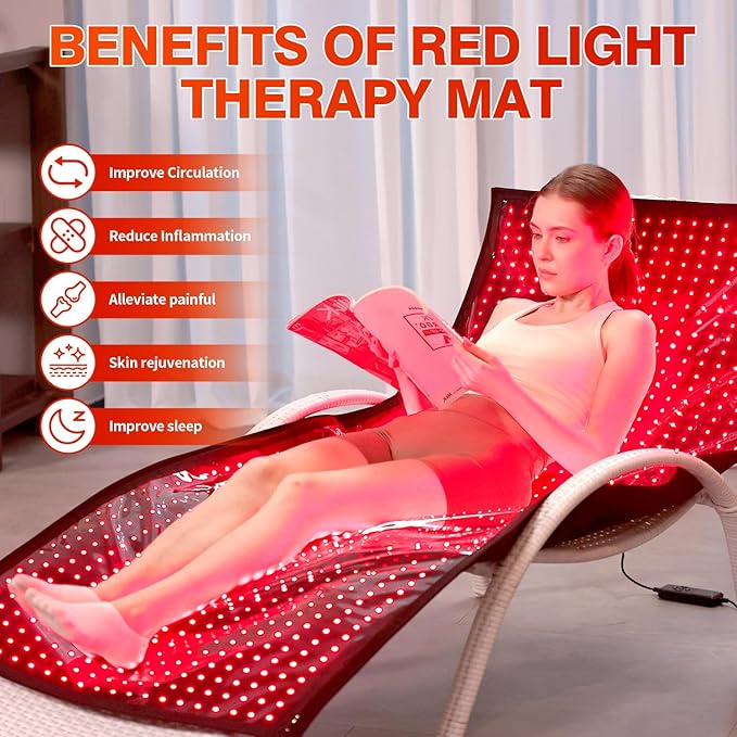 Red Light Therapy Mat for Body, Red Light Therapy Blanket for Full Body, 1280 LEDs 660nm Red & 850nm Near Infrared Light Therapy Pad for Pain Relief & Better Sleep