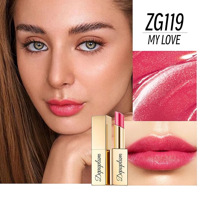Depuplum Berry Red Lipstick Moisturizing for Women Shimmer Tinted Lip Balm Cranberry Hydrating Nourishing Lip Gloss Vegan& Cruelty Free Lip Makeup, ZG119 My Love