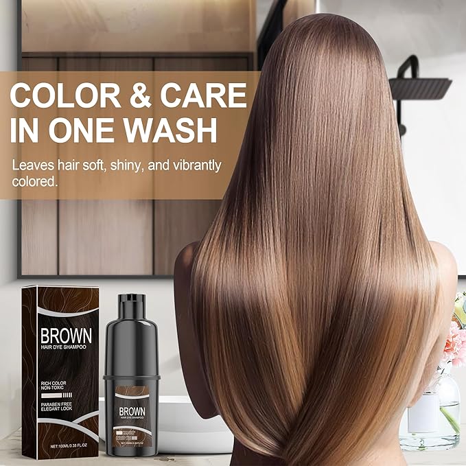 Black Hair Dye Shampoo - Herbal Color EnhancingShampoo for Deep, Rich Black Hair with Natural Botanicals and Shine