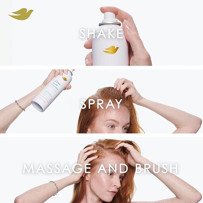 Dove Dry Shampoo Spray, Volume & Fullness, Absorbs Oil to Refresh Hair Without Washing, 5 oz (2-Pack)