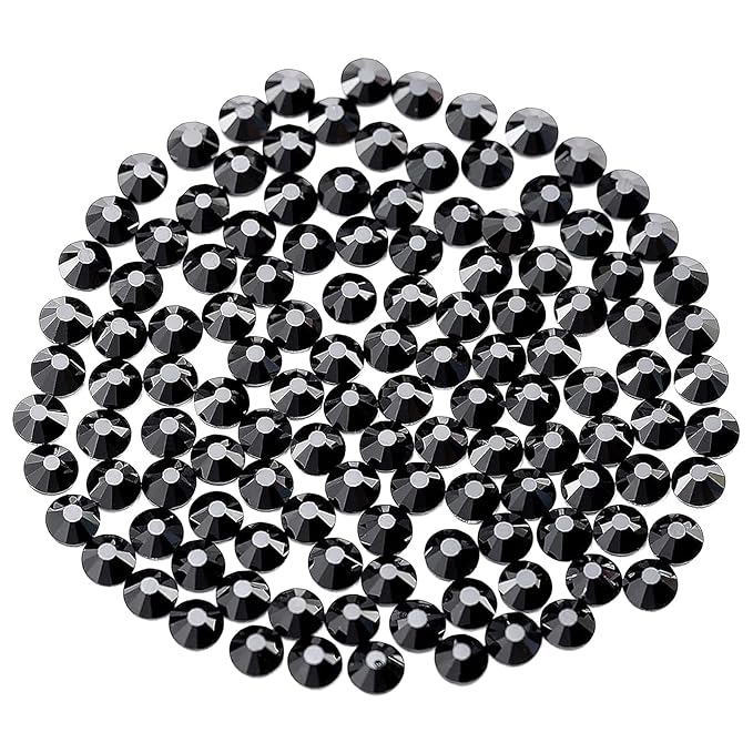 Novani Black Rhinestones, Flatback Crystal Loose Gemstones 1440pcs Glass Rhinestones for Clothes Shoes Crafts Makeup Nail Art and DIY Decorations(SS6, 2mm)