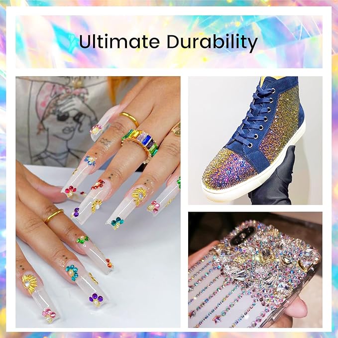 Flatback Rhinestones Non Hotfix Rhinestones for Crafts Glass Nail Rhinestones Nail Gems Crystals Rhinestones for Makeup Bags Shoes Decoration DIY(SS10,1440pcs,Blue Flame)