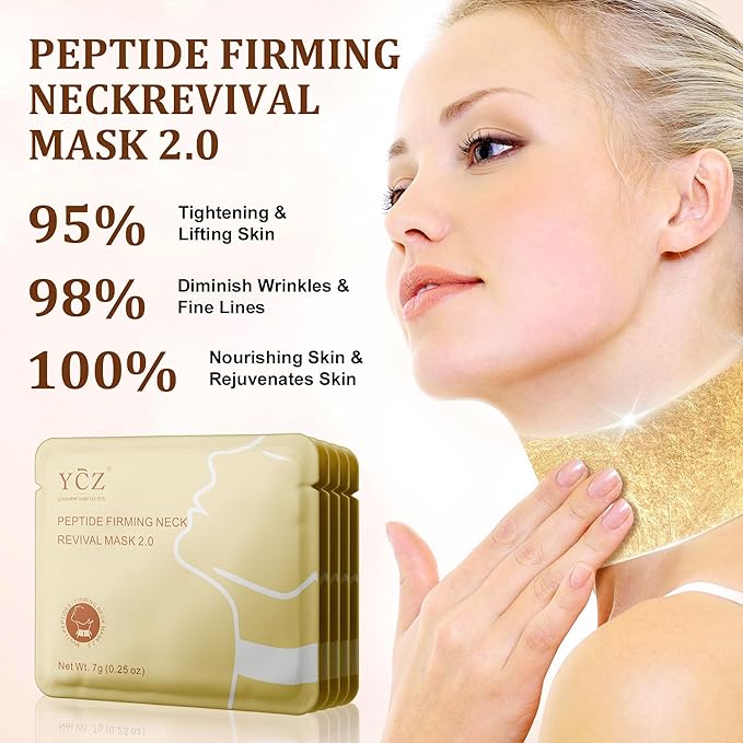 Ycz Firming Smoothing Neck Mask, Neck Wrinkle Patches, Deep Hydration and Moisturization Collagen Anti-Wrinkle Nack Mask, 8 Peptides and Botanical Serum for Firming & Lifting Diminishing Wrinkles