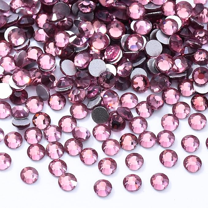 Meibite Light Amethyst Flatback Rhinestones, Glass Rhinestones for Nail Art and Craft, Glue Fix, Loose Crystal Gemstones(Lt.Amethyst, SS10, 2880pcs, 2.7-2.8mm)