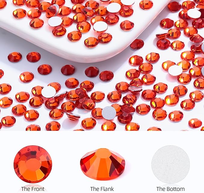 Meibite Hyacinth Flatback Rhinestones, Glass Rhinestones for Nail Art and Craft, Glue Fix, Loose Crystal Gemstones(Orange, SS30, 288pcs, 6.4-6.6mm)