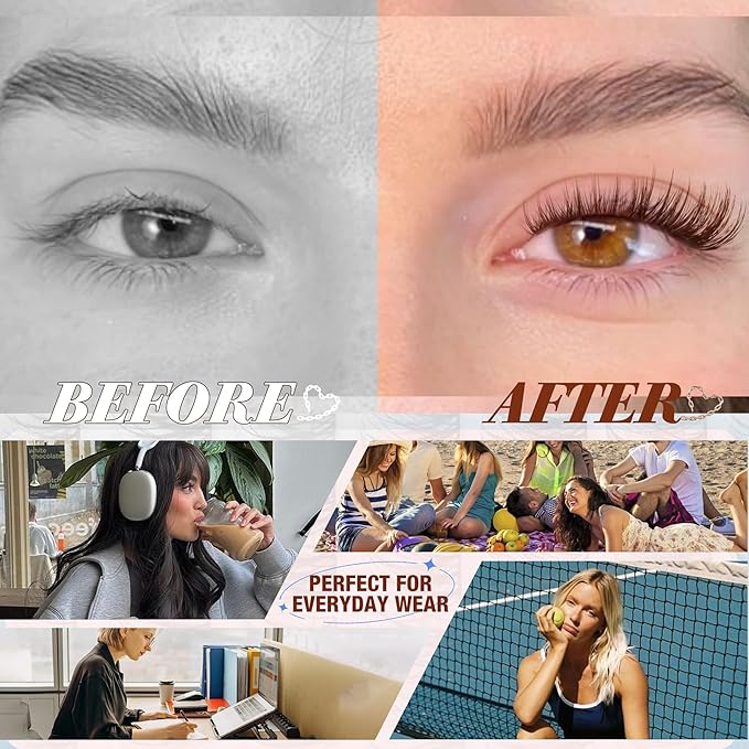 Brown Lash Clusters Natural Cluster Eyelash Extensions Wispy Individual Lashes Extensions Fluffy Eyelash Clusters DIY Cat Eye Doll Eye for Soft Girl Clean Girl Daily Wear (CC-Curly, 168Pcs, 8-16MM)