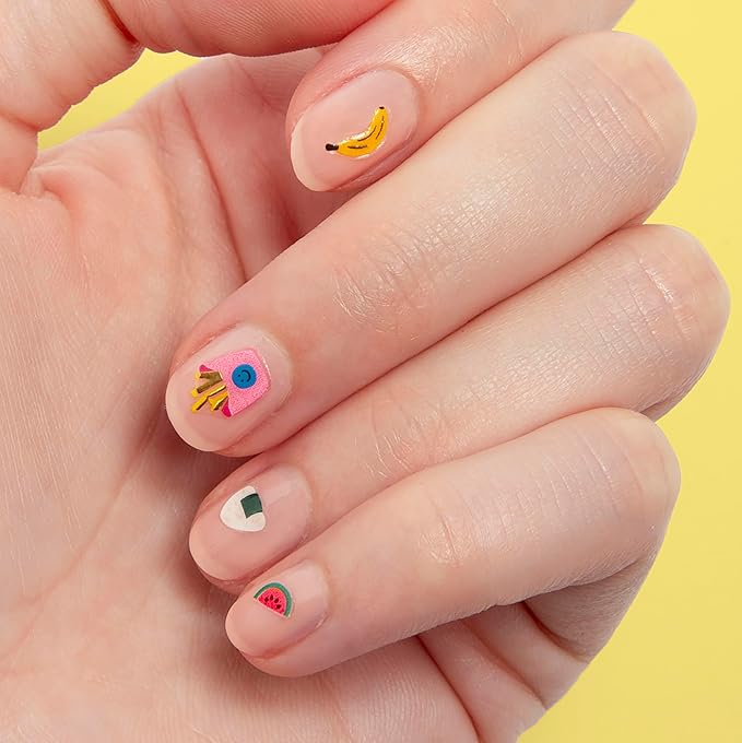 Omy Yummy Nail Art Stickers - 120 Stickers, Waterproof, Durable, Fun, Creative Designs | Strong Enough to Last Through Hand Washing - Easy to Apply, Safe, Non-Toxic | Age 6 and Up