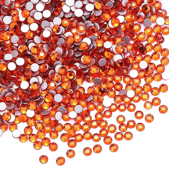 1440Pcs Orange Crystal Rhinestones,Glass Flatback Rhinestones Gemstones Small for Nail Face Makeup Art Crafts Clothes Decoration - (SS8,2.4mm,Orange)