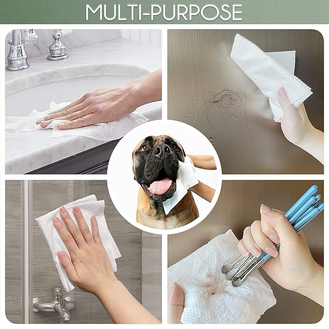 WOWOTEX Bamboo Viscose Disposable Face Towel Biodegradable Large Dry Face Wipes 240 Count Extra Thick Soft Clean Facial Towels for Sensitive Skin, Makeup Removing, Facial Cleansing