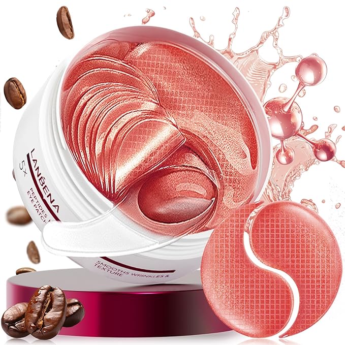 LANBENA Peptides Hydra-Gel Eye Patches for Dark Circles and Puffy Eyes, Reduce Under Eye Bags and Smooth Wrinkles, Anti-Aging, Eye Skin Care Pads With Soluble Collagen and Peptides-30 Pairs