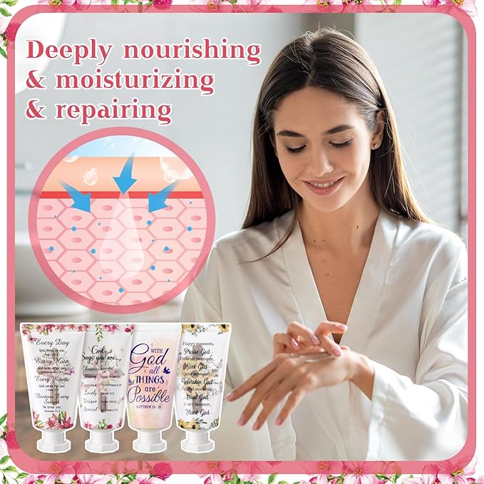 48 Pcs Christian Hand Cream Bulk Gifts for Women Bible Verse Mini Hand Lotion Scripture Travel Lotion for Dry Cracked Christian Religious Gifts Bulk for Mom Women Teacher Wedding Favors (Cross Style)