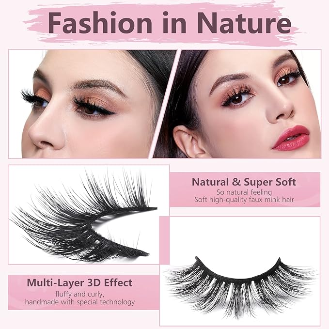 SONAFEEL Super Soft 6d Mink Lashes Natural Look 15mm 12Pairs Volume Lashes Pack Handmade Reusable Strip Lashes Bulk False Eyelashes