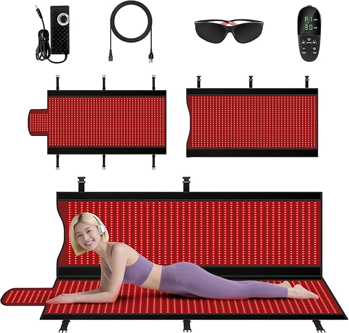 2025 New Full-Body Red Lights Therapy Mat- Triple-Mode Red Light Therapy Mat, 2 in1 LED 660 850 Infrared Reds Light Blanket with 2570 LEDs, Gift for Women Men Mom Father Lover