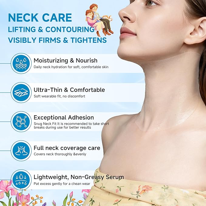 Neck Mask 8PCS,HONLINK Hydrolyzed Collagen Neckmask Set Gift with Hyaluronic Acid & Peptide, Moisturizing Firming Masks for Crepey Skin, Helps Reduce Appearance of Fine Lines for Smoother & Gloss Skin