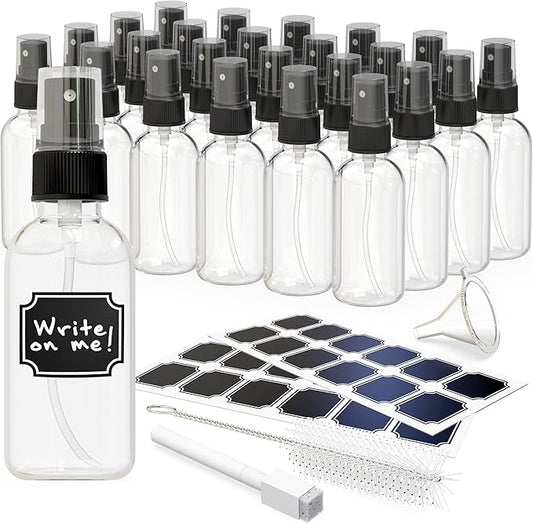 Nevlers 24PK Clear Small Spray Bottle 2 Oz Set |Versatile Ultra Fine Mist Spray Bottles | Mini Spray Bottle | Face Spray Bottle, Glass Spray Bottle for Hair, Essential Oil Spray Bottle Spritzer