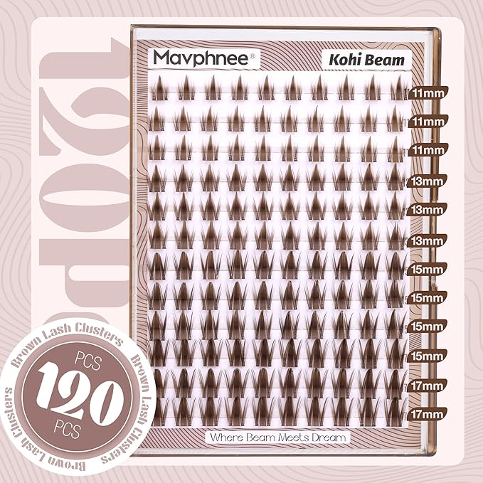 Manga Lash Clusters Kit Brown Eyelash Clusters Fairy Spiky Individual Lashes DIY Lash Extension Kit Dark Brown Lash Extension Clusters Clear Bond and Seal Waterproof and Tweezers (11-17MM, CC-Curly)