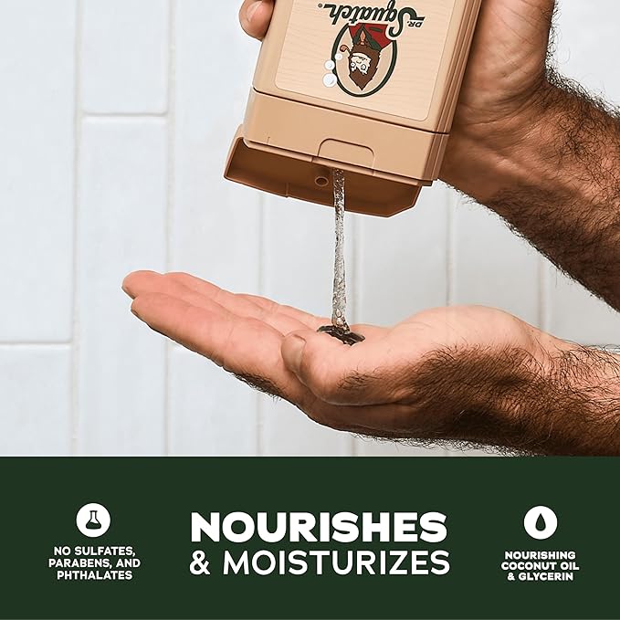 Dr. Squatch Natural Men's Body Wash Shower Gel - Cleansing, Nourishing, Long Lasting Scent, Moisturizing Body Wash for Men - Coconut Castaway + Wood Barrel Bourbon (14 oz, 2-Pack)