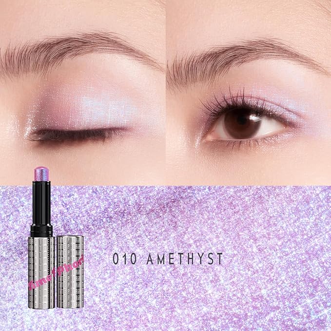 ILLUMINA JELLY EYESHADOW STICK - Long-Lasting Jelly Texture Blendable Eye Shine Stick | Crease-Proof, No Fallout, One-Swipe High-Impact Color | All-Day Wear (010 AMETHYST)