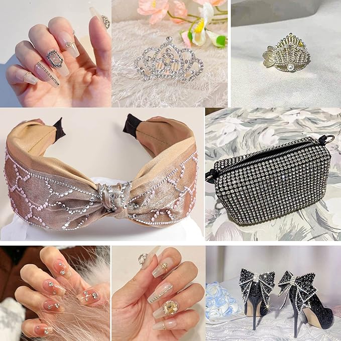 Beadsland Flatback Rhinestones Bulk, 2880pcs White Rhinestones for Nails Crafts Clothes DIY Decoration, Crystal, SS34, 7.1-7.3mm
