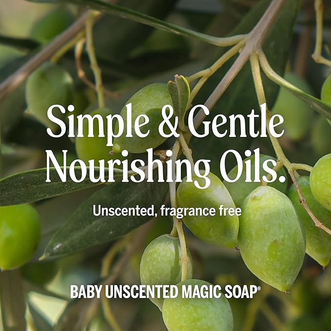 Dr. Bronner's Pure-Castile Magic Liquid Soap (Baby Unscented, 16 Ounce, 2-Pack)- Made with Regenerative Organic Certified Oils, For Face, Hair, Hand & Body Soap, Laundry, Pets- Concentrated, Vegan