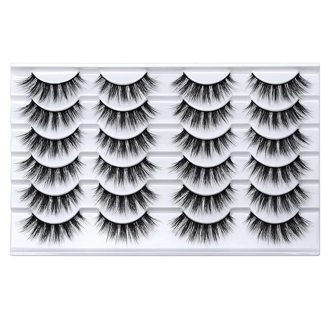 SONAFEEL Soft Mink Eyelashes 15mm Half Volume Lashes Natural Look 12Pairs 6d Fluffy Medium Strip Lashes Bulk Reusable Half Thick False Eyelashes Gift