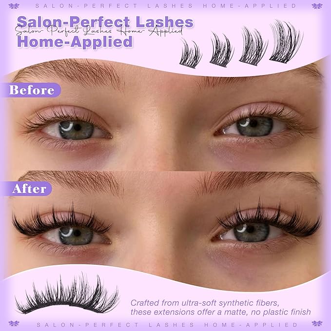 Wtvane Lash Clusters Wispy Eyelash Clusters 216Pcs Anime Individual Lashes Manga Lashes Clusters Natural10-16mm Fairy Cluster Eyelash Extensions Pestañas Postizas Naturales with Thin Band for Beginner