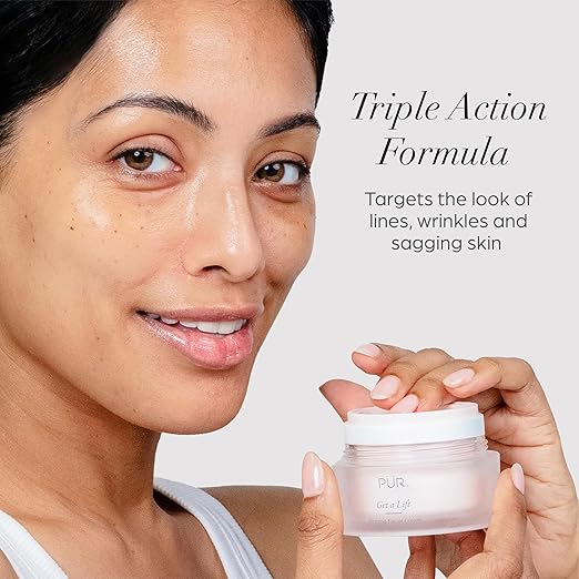 PÜR MINERALS Firming Facial Cream, Get a Lift by Triple-Action Lightweight Moisturizer for Face & Neck Tightens Sagging Skin & Restores Firmness for Fine Lines & Wrinkles - Non-Greasy & Gluten Free
