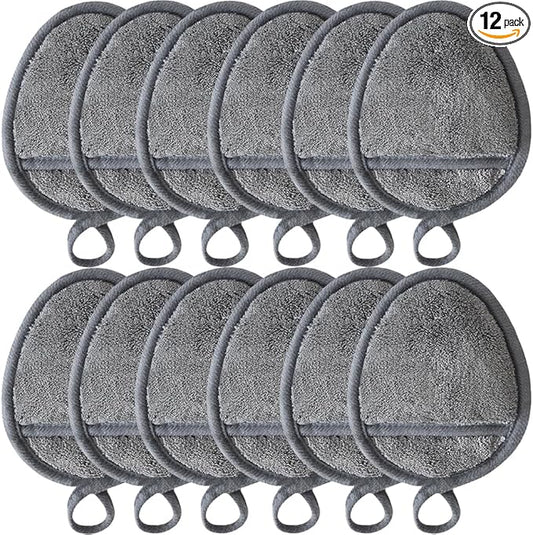 Reusable Makeup Remover Pads Soft Makeup Remover Cloths Washable Facial Makeup Cleansing Pads for Face,Lip,Eyes Grey 12PCS
