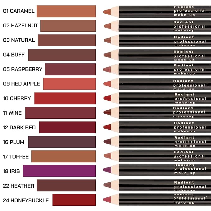 Radiant Professional Waterproof Lip Liner Pencil - Long Lasting Lip Liner for Defined Lips - Soft & Creamy Lipliner with Vitamin E - 1.20gr, (17 TOFFEE)