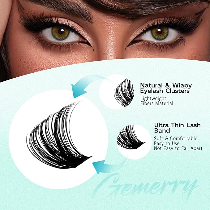 GEMERRY Lashes Clusters Kit Thick Lash Clusters 3 Styles 840Pcs Fluffy Lash Clusters Kit with Waterproof Bond and Seal Remover Tweezers for Beginners