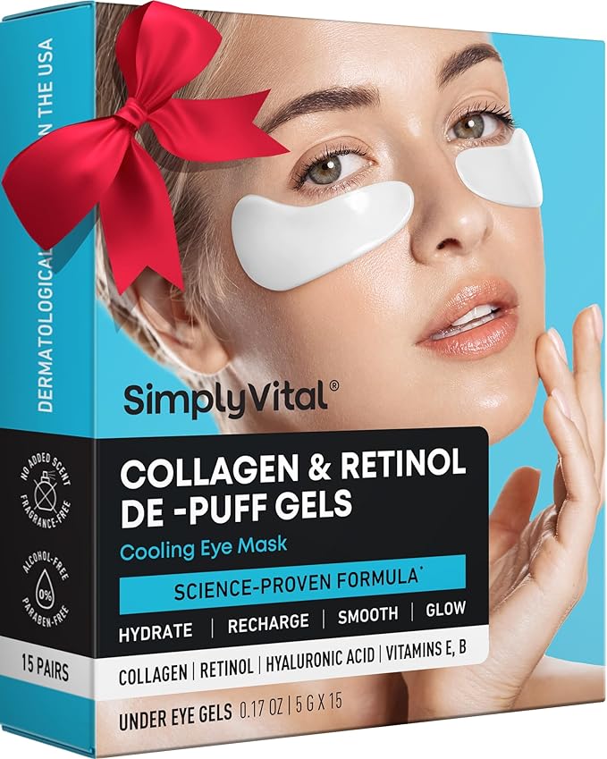 Under Eye Patches for Puffy Eyes and Dark Circles - Cooling Eye Masks for Women & Men with Collagen, Hyaluronic Acid & Retinol - Depuffing Undereye Mask Patches - Parches Para Ojeras - 15 Pairs