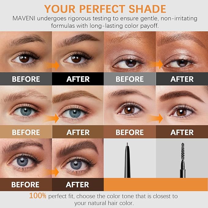 Browcharm Microblading Brow Pencil, 0.9mm Fine Tip, Waterproof Eyebrow Pencil, with 1+1 Same Color Refills, Shapes, Defines, Fills, and Contours for Full, Natural-Looking Brows (02 Light Grey)