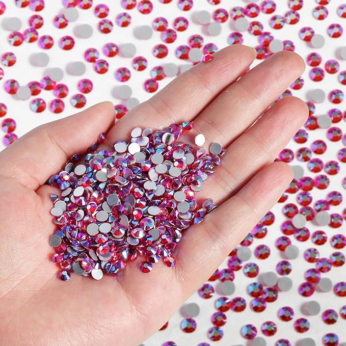 Beadsland Flatback Rhinestones Bulk, 2880pcs Rhinestones for Nails Crafts Clothes DIY Decoration, Light Siam AB, SS30, 6.3-6.5mm