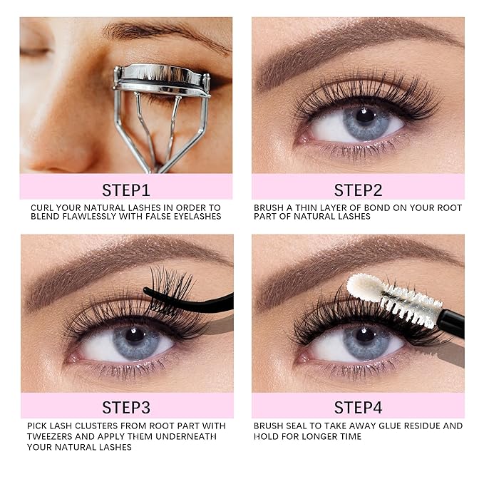 GAQQI Lash Clusters 320Pcs Individual Lashes 50D Mixed 9-16mm Eyelash Clusters C Curl Lash Clusters Look Like Mink Eyelash Extensions Thin Band Soft to Use Self Application(50D-CMIX）