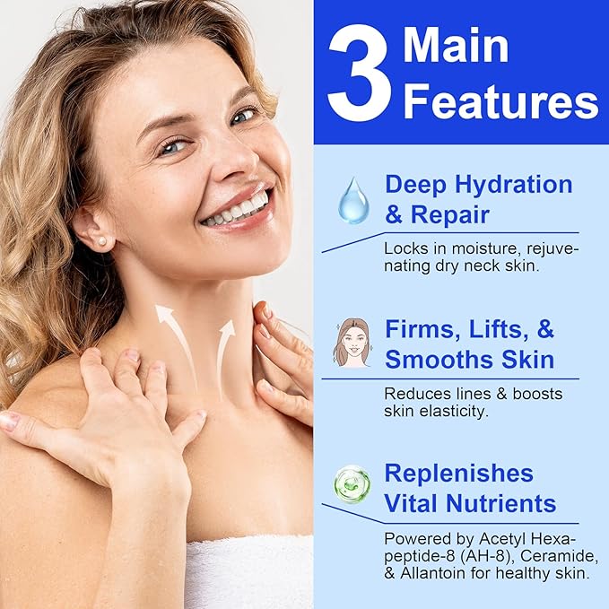 AH-8 Firming Neck Cream,Firming Lifting Neck Creams for Tightening & Moisturizing Skin with Massage Roller, AH-8 Neck Cream for Crepey Skin,Hydrating & Reduce Wrinkles for Men and Women