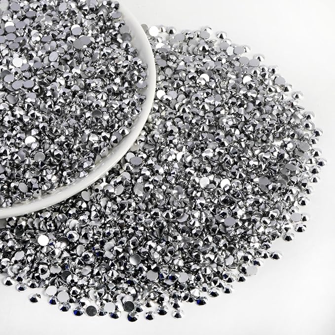Beadsland Flatback Rhinestones Bulk,14400pcs Silver Rhinestones for Nails Crafts Clothes DIY Decoration, Silver Hematite, SS20, 4.6-4.8mm