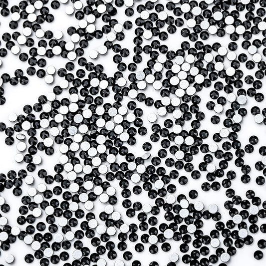 3000Pcs Black Crystal Rhinestones,Glass Flatback Rhinestones Mini Gemstones for Nail Face Makeup Art Crafts Clothes Decoration -(SS10,2.8mm,Black)