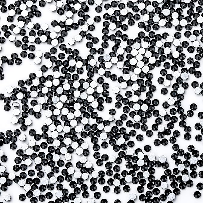 3000Pcs Black Crystal Rhinestones,Glass Flatback Rhinestones Mini Gemstones for Nail Face Makeup Art Crafts Clothes Decoration -(SS8,2.4mm,Black)