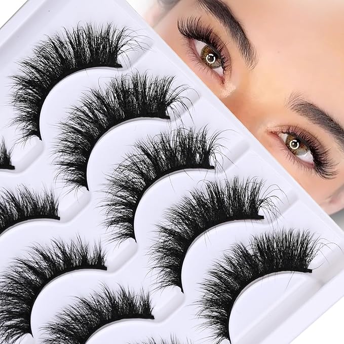SinuVelve Full Wispy Lashes 5D Extra Volume Cat Eye Fake Mink Lashes 14mm D Curve Lash Strips Eye Lash Reusable 25 Times Easy For Beginner Eyelashes With Soft Thin Band By Hiklasy