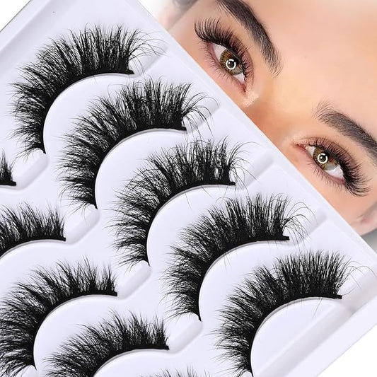 SinuVelve Full Wispy Lashes 5D Extra Volume Cat Eye Fake Mink Lashes 14mm D Curve Lash Strips Eye Lash Reusable 25 Times Easy For Beginner Eyelashes With Soft Thin Band By Hiklasy