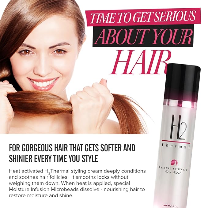 H2 Thermal and Visible Science Argan Oil Bundle - Hair Repair Treatment and Heat Protectant + Argan Oil Serum for Gorgeous Shiny Hair - Repair and Prevent Damage - Seal Split Ends (2 Items)