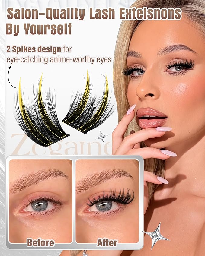 Cat Eye Lash Clusters With Spikes Wispy Clusters Eyelash Extensions Anime Eyelash Clusters Cat Eye Pre-Mapped Lash Clusters C-Curly Manga Individual Lashes Left&Right Lash Extension 10-18MM by Zegaine