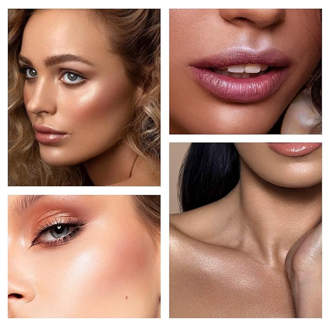 Boobeen Highlighter Makeup Highlighter Palette Powder Shimmer Facial Illuminator Bronzer Palette Waterproof Long Lasting