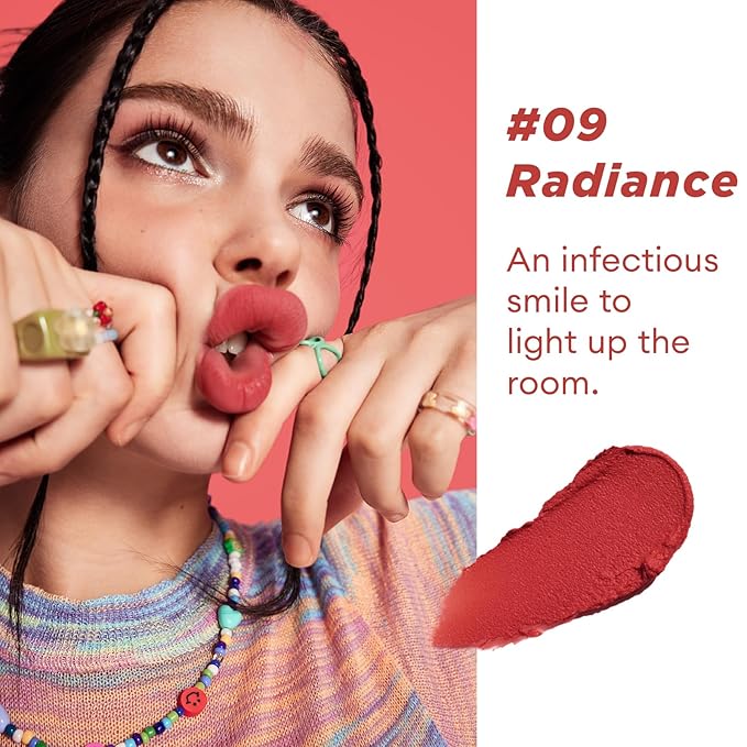 ITY Velvet Matte Finish Lip Stain-Mousse Textured Lip Clay, Red Shade, Conceals Lip Lines, Rich Pigment Lip Tint Lipsticks,4g (0.14 oz) in Radiance.